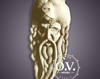Man Bear CNC Carving STL Files Artcam Aspire Unique Carving Wood Decor Wall Art Rustic Art 3D Model Bear Sculpture Wildlife Decor