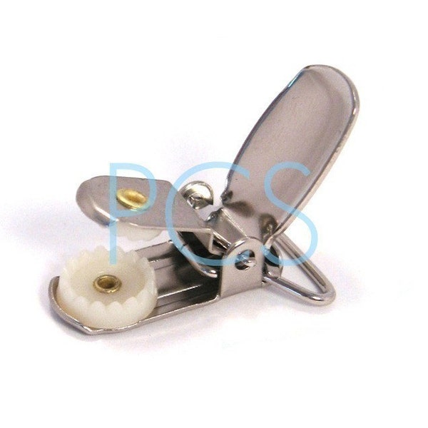 50 Nickel Plated Suspender Clips - 3/4 Inch Brace Clips - Includes Round Plastic Inserts