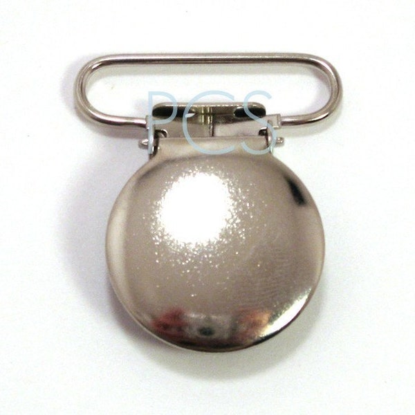 25 Round Suspender Clips - One Inch Brace Clips - Includes Square Plastic Inserts - Metal Pacifier Clip