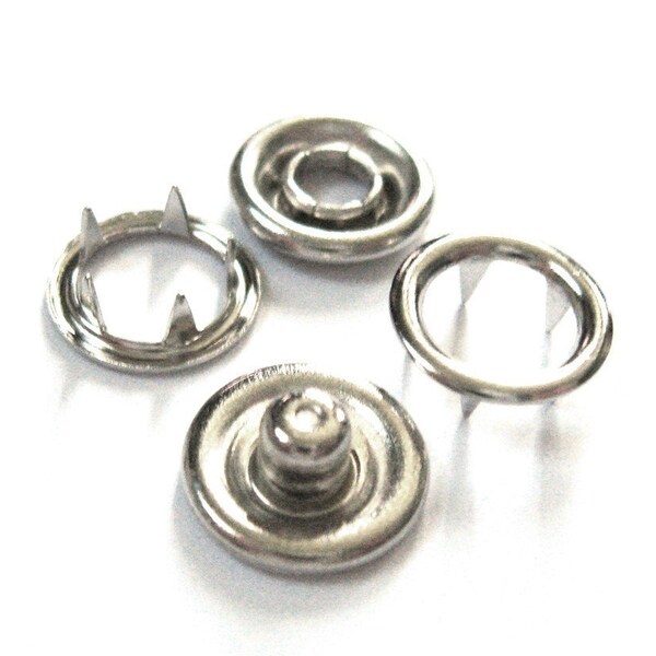 50 Sets - Open Ring Prong Snap Set - Size 16 - Silver Finish - No Sew Style Snap Fastener - CPSIA Compliant