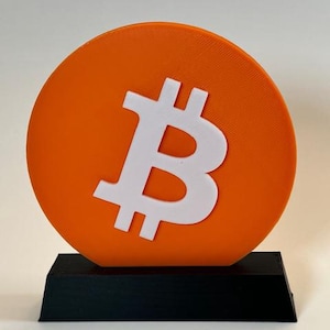 Crypto coin with display stand (3D printed)
