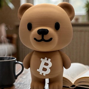 3D Printed Bitcoin Teddy Bear | Crypto Desk Decor
