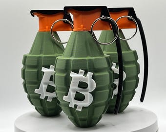 3D Printed Bitcoin Grenade: Crypto Desk Art - BTC Decor