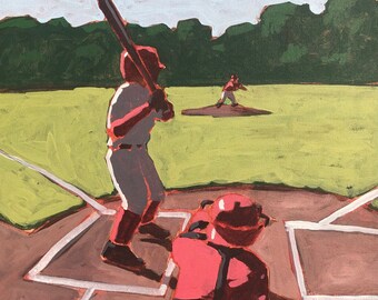 ORIGINAL  - Baseball  #3 |  Original Acrylic Painting on Canvas, 16 x 20