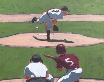 ORIGINAL  - Baseball  #5  |  Original Acrylic Painting on Canvas, 16 x 20
