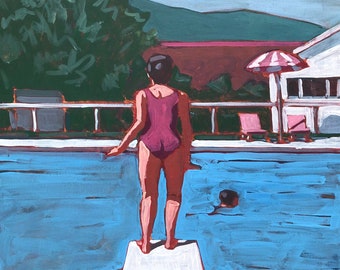 ORIGINAL  - Pool #104 - Original Acrylic Painting on Canvas 20 x 20