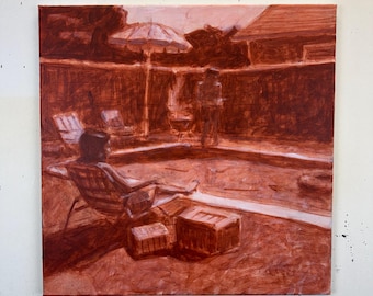 Pool #167 - Original Acrylic Painting on Canvas 20 x 20