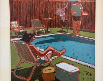 Pool #169 - Original Acrylic Painting on Canvas, 36 x 48