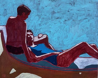 Pool #149  - Original Acrylic Painting on Deep Edge Canvas 24 x 24
