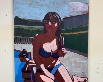Pool #109 - Original Acrylic Painting on Canvas 18 x 24