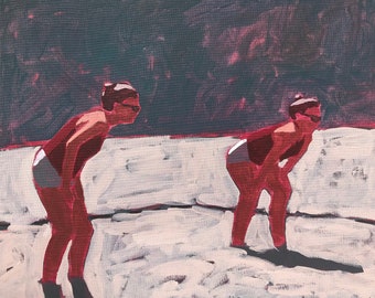 ORIGINAL  - Volleyball - Original Acrylic Painting on Canvas 20 x 16