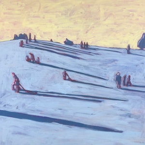 ORIGINAL  - Sledding Hill  |  Original Acrylic Painting on Deep Edge Canvas 24 x 24