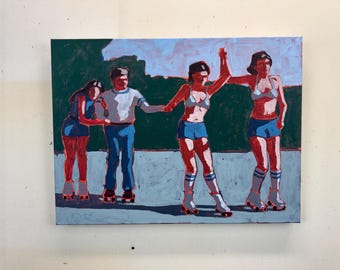 Roller-Skaters #2  - Original Acrylic Painting on Deep Edge Canvas 24 x 18