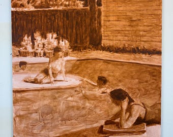 Pool #168 - Original Acrylic Painting on Canvas, 30 x 40