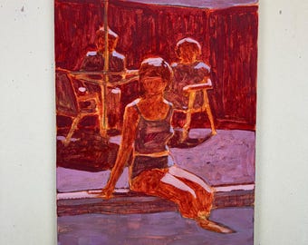 Pool #162 - Original Acrylic Painting on Canvas 12 x 16