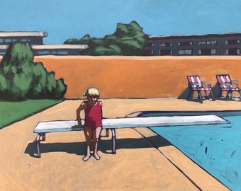 ORIGINAL  - Pool #105 - Original Acrylic Painting on Canvas 24 x 18