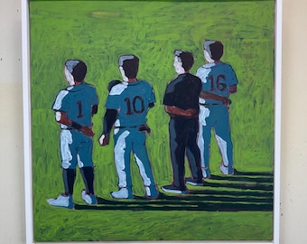 Baseball #4 - Framed Original Acrylic Painting on Canvas 20 x 20