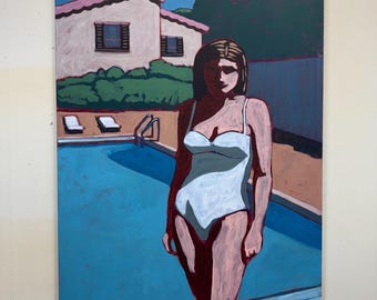 Pool #156 - Original Acrylic Painting on Canvas, 30 x 40