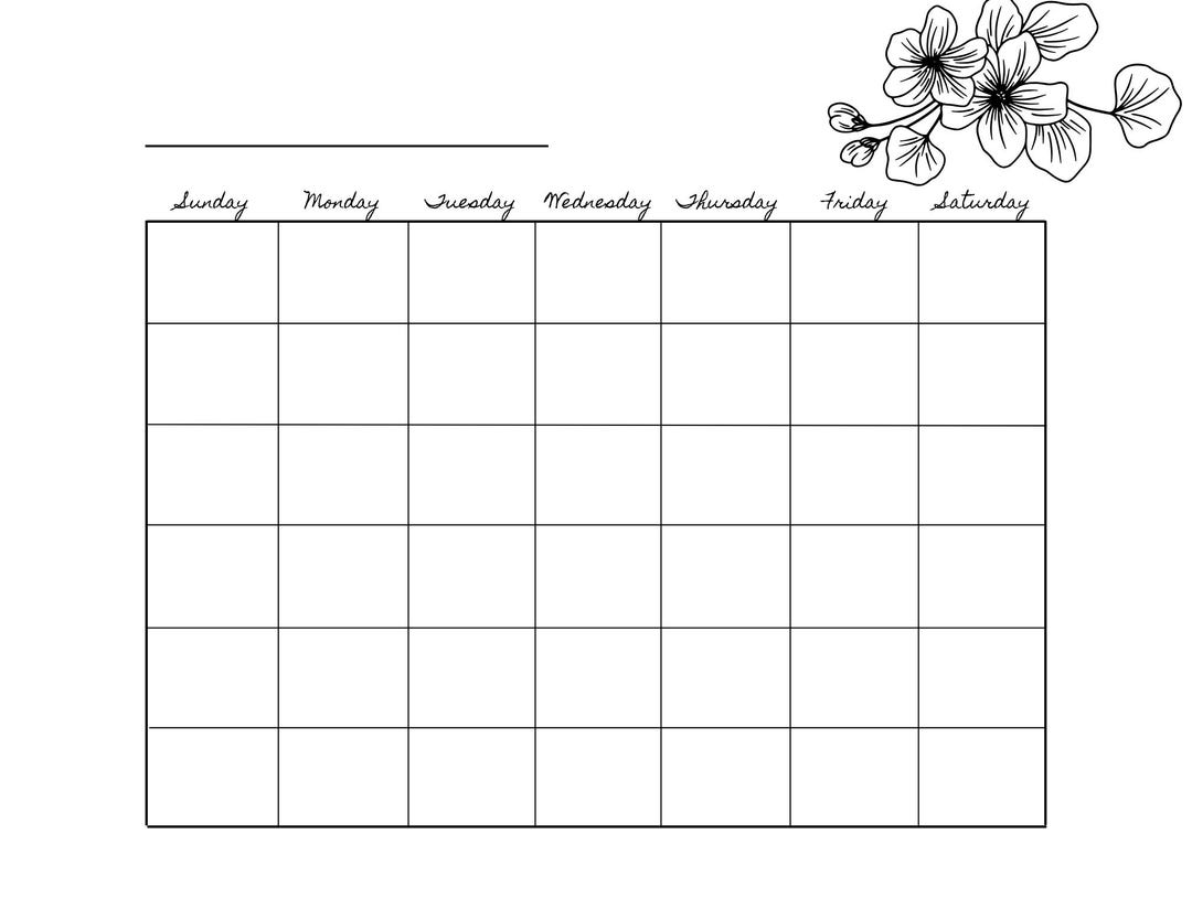 Blank Calendar Pritable - Etsy