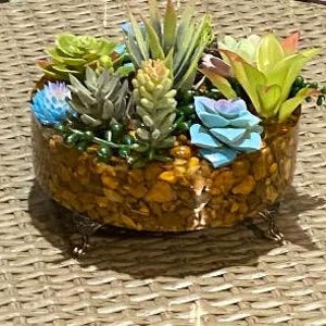 Gift for mom Unique elegant dish garden indoor plants  gift One of a kind faux succulent arrangement
