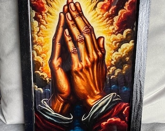 Praying Hands Wall Art, Framed Christian Home Decor, Faith Based Wall Hanging, Religious, Resin Art, Inspirational Christian Gift