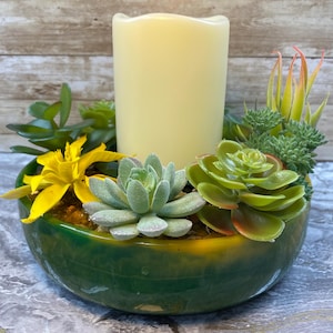 Gift for her Centerpiece Dish garden house plant faux succulents home decor