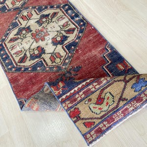 2x7 Red Oushak Runner, Hand Knotted Vintage Runner, Oriental Turkish Runner, Wool Runner Rug, Ideal for Corridor Entryway Hallway LivingRoom