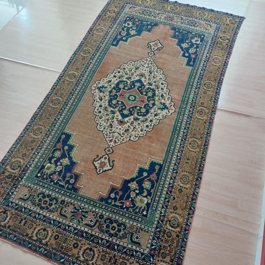5x10 Vintage Oushak Rug, 5x10 Hand Knotted Turkish Rug, Wool Area Rug ...