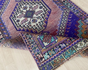 Hand Knotted Wool Turkish Rug, Multicolor Oushak, Vintage 3x5