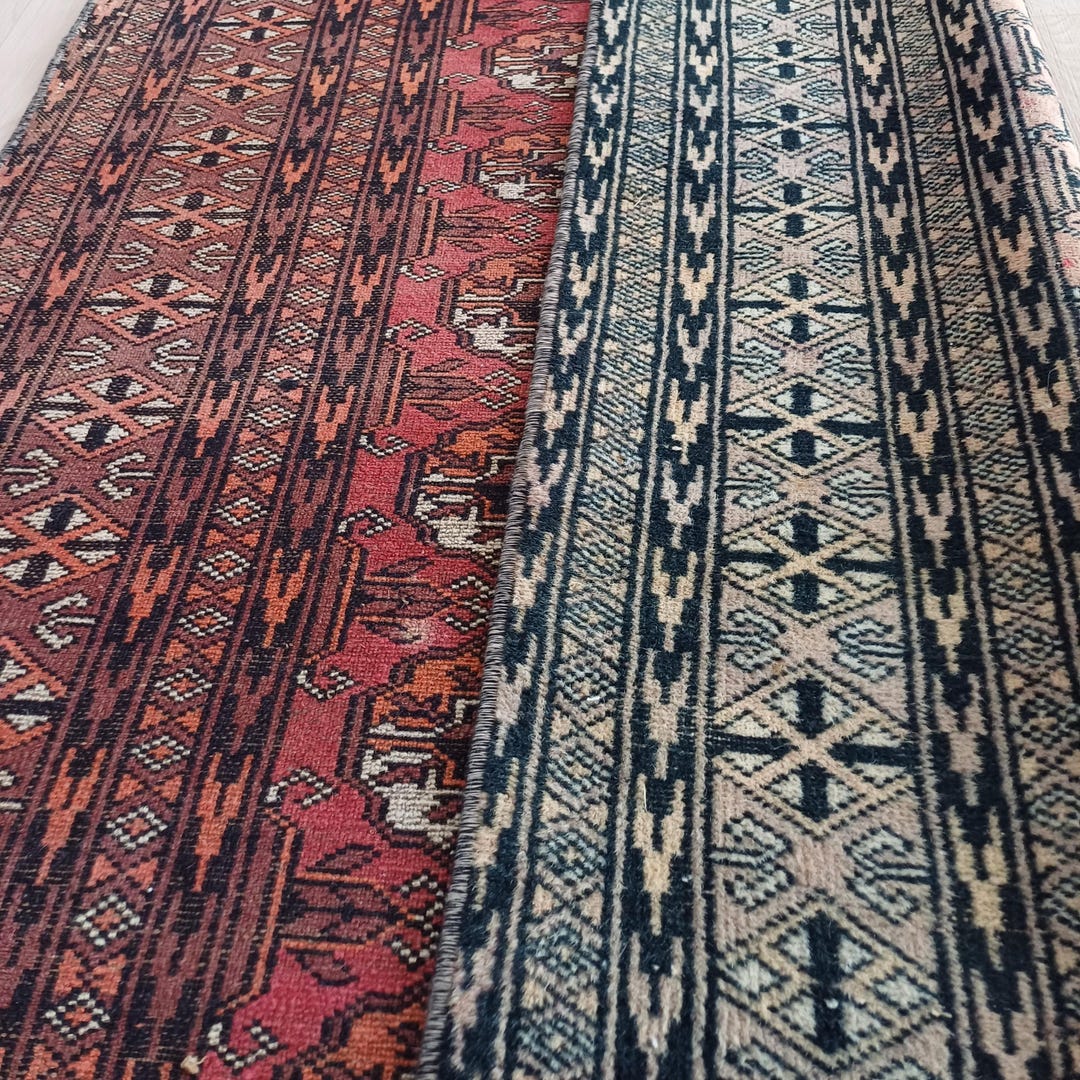 Handmade Two Sided Turkish Wool Rug, Vintage Red Black Rug (2.9x4.6 FT ...