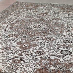 6x9 Antique Vintage Rug, 6x9 Hand Knotted Wool Rug, Brown Beige Area Rug, Rugs for Living Room, Bedroom Entryway Office Rug, FT:6.2x9.4