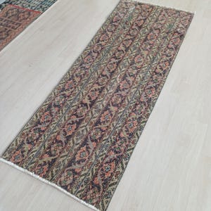 2x6 Hand Knotted Vintage Runner, 2x6 Floral Turkish Runner, Wool Runner Rug, Entryway Kitchen Bedroom Living Room Office Dining Room Runner