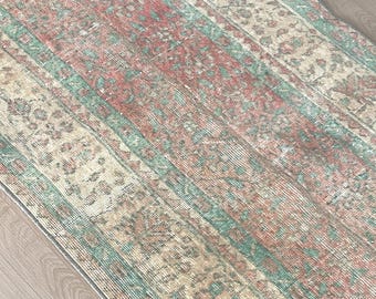 3x10 Vintage Turkish Wool Runner Rug Handwoven Floral Decor for Long Hallway