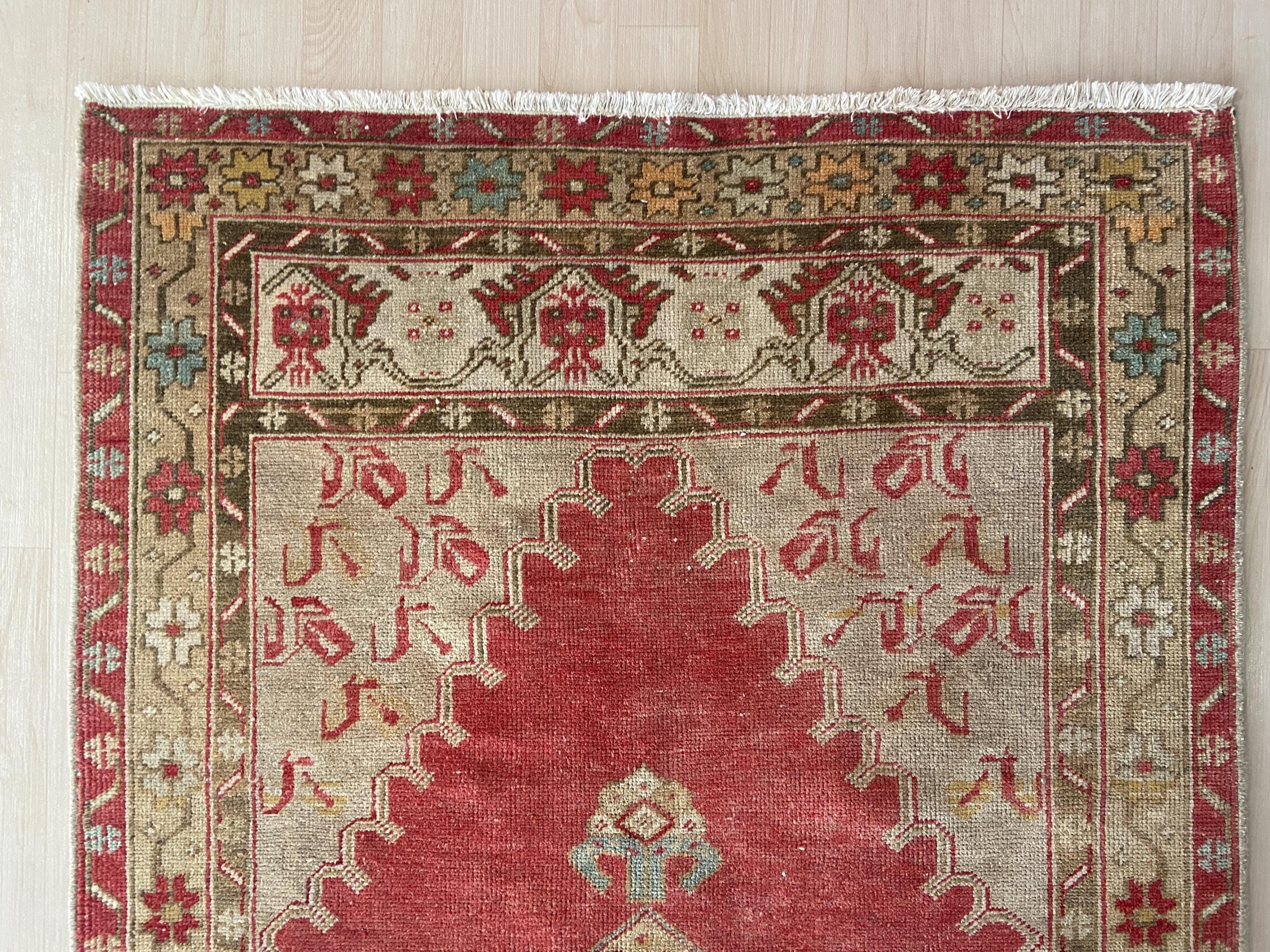 4x9 ヴィンテージ トルコ絨毯：手織りウールオリエンタルカーペット