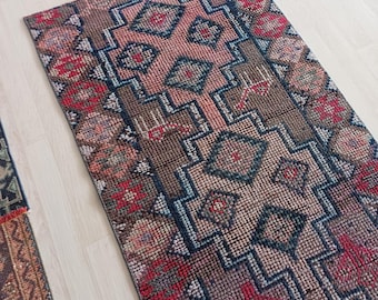 3x6 Vintage Turkish Wool Rug Handwoven Geometric Living Room Kilim