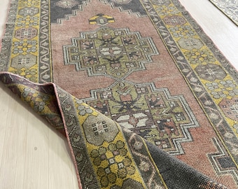 4x7 Vintage Turkish Oushak Pink Gold Rug For Living Room Bedroom Entryway Rug