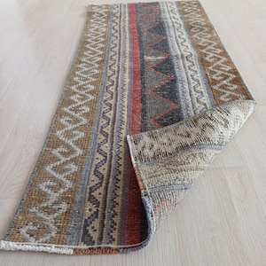 2x4 Handmade Vintage Rug, 2x4 Wool Turkish Rug, Blue Bronz Runner Rug, Kitchen Rug, Bedroom Living Room Entryway Office Rug, FT:1.6x3.8