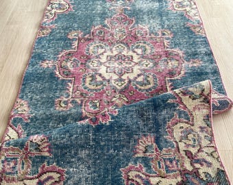 Handgeknüpfter Oushak Wollteppich, Türkischer Teppich (2.5x5.5)