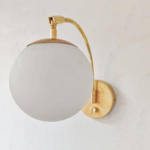 One globe Wall light sconce globe Brass fixture mid century