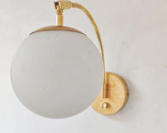 One globe Wall light sconce globe Brass fixture mid century
