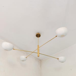 Handcrafted 4 lighting fixtures mid century antique brass chandelier modern brass