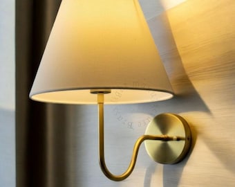 Handmade Brass Wall Sconce with Shade - Mid-Century Lighting