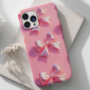 3D Pink Bow Phone Case, Coquette Phone Case, Aesthetic Girly Case, Cute Phone Case, Iphone 16 15 14 13 12 Pro Max Case, Galaxy S24 S23 Case