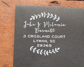 Custom Floral Return Address Stamp: Hand-Drawn Botanical Vine