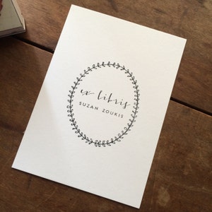 Hand Drawn Border Bookplate Stamp - Ex Libris - Library - Book Stamp - Bookworm - Gift for Teacher or Friend