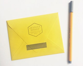 Simple Modern Mid Century Style Hexagon Custom Return Address Stamp