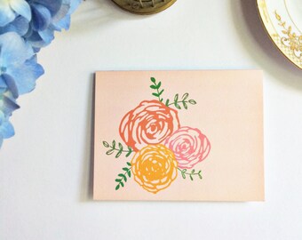 Hand Illustrated Floral Card Individual or Set of 8 for All Occasions - Blank Inside Thinking of You Congratulations Condolences Botanical