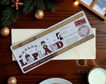 Personalised Lapland Ticket | Lapland Reveal | Santa Trip | Santa Ticket | Christmas Surprise | Lapland Keepsake | Golden Ticket