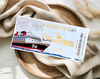 Personalised Surprise Cruise Ticket | Disney Cruise Reveal Ticket | Holiday Announcement | Surprise Gift | Gift Voucher | Keepsake Ticket