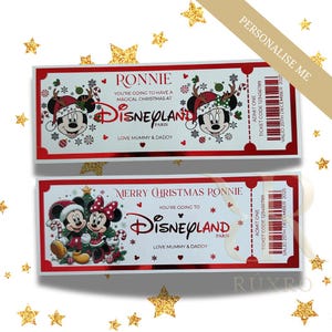 Personalised Disneyland Paris Christmas Ticket, Surprise Trip Reveal, Disney Keepsake, Trip Announcement